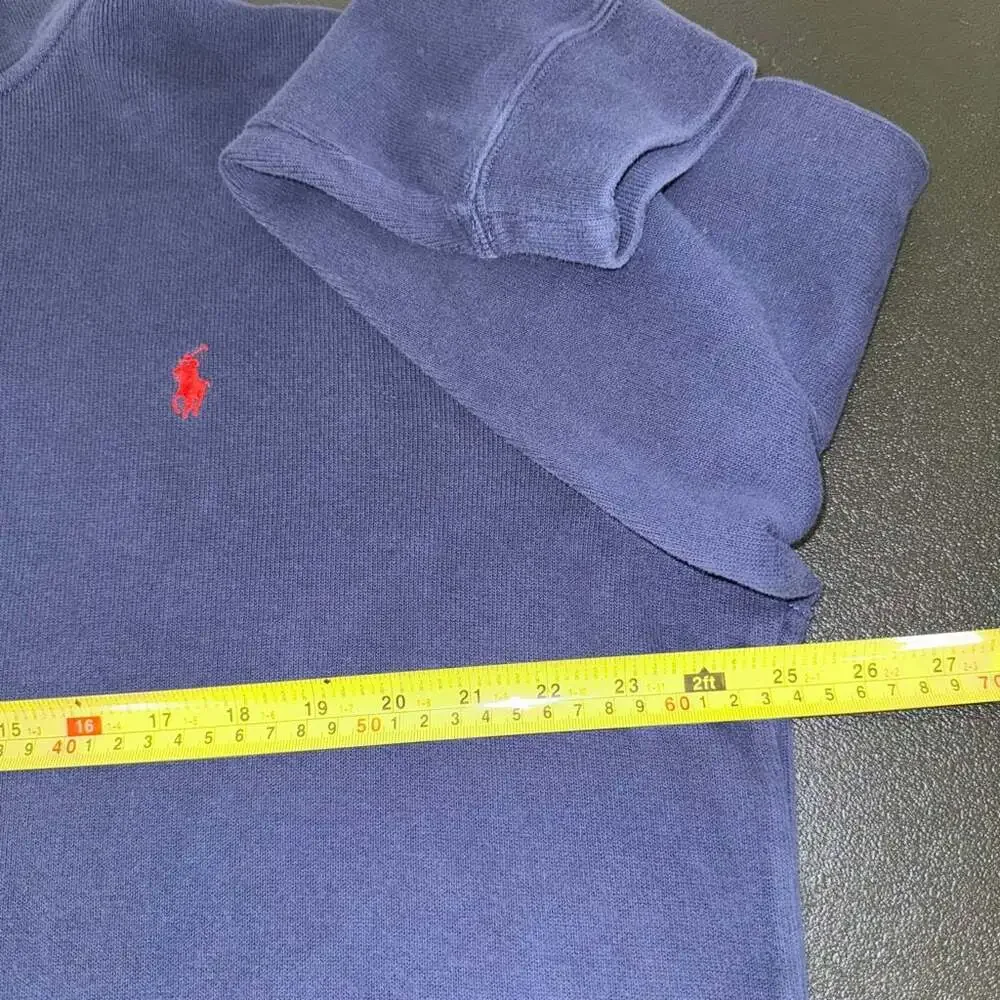 Polo Ralph Lauren Navy Blue Cotton 1/4 Zip Pullover Sweater XL